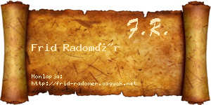 Frid Radomér névjegykártya
